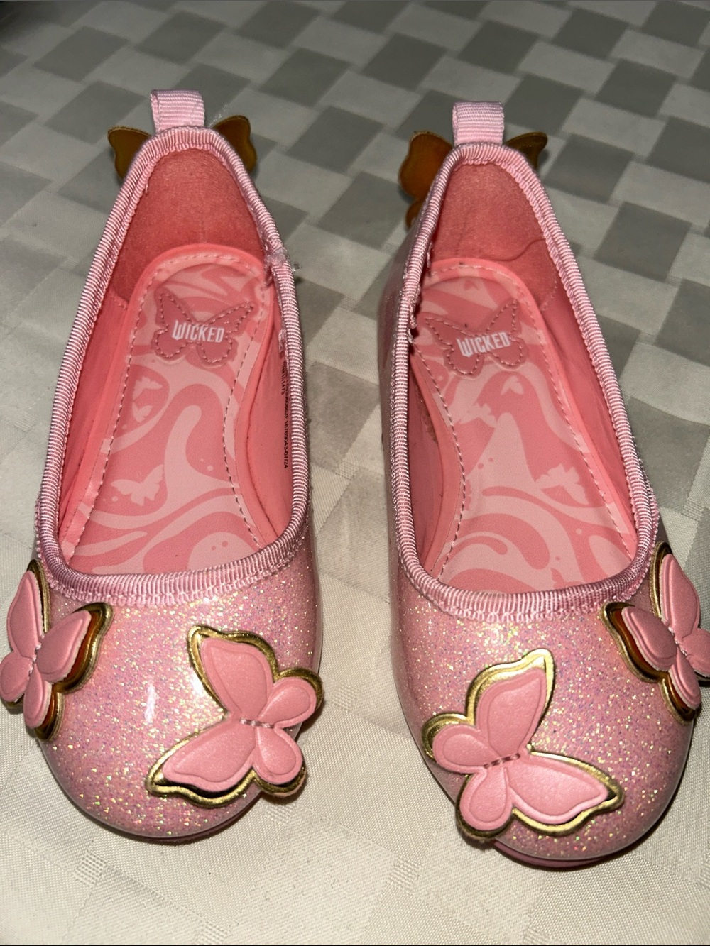 Groundup “Wicked” Pink Glitter Butterfly Slip-On Flats for Kids